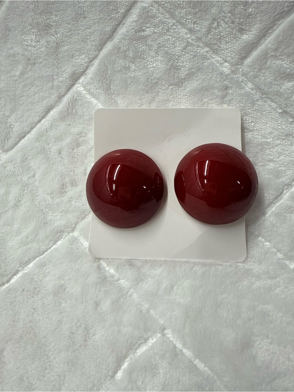 Red Round Statement Clip-On Earrings - Women Accessories